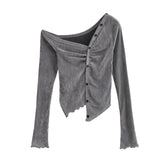European And American Style Women's Slim Fit Irregular Top