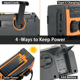 Solar powered manual power generation emergency NOAA radio 5000mah power bank display