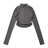 Hot Girl Half Turtleneck Design Bottoming Shirt Long Sleeve Top
