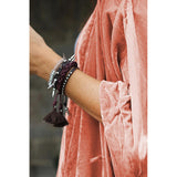 Pink Vintage Velvet Wide Sleeve Cardigan Top Women's European And American Spring And Autumn New Fashion Thin Coat