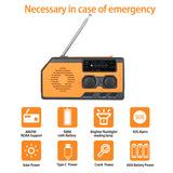 Solar powered manual power generation emergency NOAA radio 5000mah power bank display