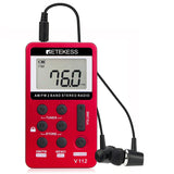 Retekess V-112 red mini radio portable AM FM F9202D