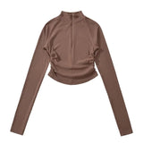 Hot Girl Half Turtleneck Design Bottoming Shirt Long Sleeve Top