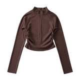 New Stand Collar Half Zip Slim Bottoming Shirt