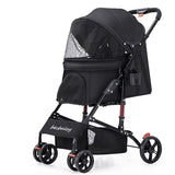 Outdoor Pet Cart Dog Cat Carrier Pet Stroller Multicolor Oxford Cloth Steel Pipe High-intensity 4-wheels One-key Folding