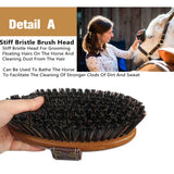 Oval Harness Comb for Harness Care, Harness Care, De-fluffing Brush, Wooden Horse Hair, Sweat Cleaning Brush, Shedding Massage