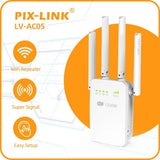PIX-LINK-AC05 1200Mbps Wireless Wifi Extender Wifi Repeater/Router Dual Band 2.4&5.8Ghz 4 Wi Fi Antenna Long Range Signal Amplif