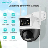 PIX-LINK SC05 2MP Wifi Camera Dual Screen Dual Lens PTZ Security CCTV Video Surveillance Camera Police Light Alarm V380