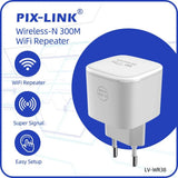 PIX-LINK-WR38 Wireless Wifi Repeater Router 300Mbps Wi-Fi Range Extender Stable Single Ethernet Port Allows Function Wireless Ad