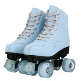 PU Leather Roller Skates Skating Shoes 4-wheel Skates Sliding Inline Quad Skates Sneakers Rollers Shoes with Wheels Flashing