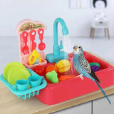 Parrot Bathing Tub Automatic Parrot Bath Tub With Faucet Parakeet Shower Box Bird Bathroom Toys For Small Medium Birds Bird