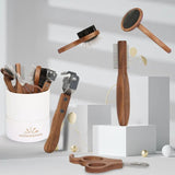 Pet Comb Nail Clipper Set Wood Stainless Steel Dog Hair Remove Brush Pet Nail Trimmer Tool Pet Hair Care Cleaning Supplies Set