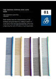 Pet Comb Stainless Steel Straight Comb Dog Cat Beauty Colorful Steel Comb Large Dog Knot Comb Lightweight And Wear-resistant