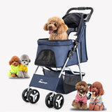 Pet Dog Carrier Stroller Cat Cart Outdoor Breathable Lightweight Foldable for Small Dog and Cats Lightweight Trolley Carrier