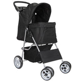 Pet Dog Stroller Travel Carriage 4 Wheeler w/Foldable Carrier Cart & Cup Holder