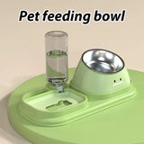 Pet Slower Feeder Non-Slip Stainless Steel Cat Bowl Dog Slow Feeders With Water Bottle Suitable For Pets Cervical Protection