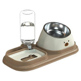 Pet Slower Feeder Non-Slip Stainless Steel Cat Bowl Dog Slow Feeders With Water Bottle Suitable For Pets Cervical Protection