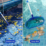 Pool Skimmer Net Telescopic Aluminum Pole Fruit Picker With Medium Fine Mesh Cleaning Net Equipment for Ponds Fish Tank Fountain