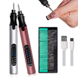 Portable Electric Nail Drill Machine Rechargeable Mini Engraving Pen Kit For Manicure Removing Nail Polish Etching Carve Tool