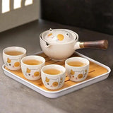 Portable Travel Tea Set Portable Gongfu Rotatable Ceramic Teapot Outdoor Tea Accessories For Elegant Atmosphere For Restaurants