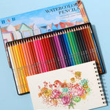 Professional 36 Colorful Water Soluable Watercolor Pencil Set Brush Wood School Supplies Plomo De Color En Agua