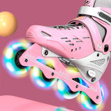 Professional Inline Roller Skates Adult Rollers Skating Shoes Flashing 4 Wheels Sneaker Slalom Speed Free Skating Racing Skates