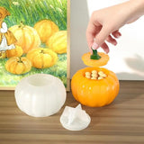 Pumpkin Jar Silicone Resin Mold Halloween Container Mold With Lid Easy Release Pumpkin Hut Storage Candy Box DIY Casting Mold