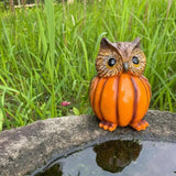 Pumpkin Owl Figurine Halloween Resin Owl Pumpkin Statue Small Garden Pumpkin Sculpture Desktop Owl Ornament For Porch