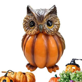Pumpkin Owl Figurine Halloween Resin Owl Pumpkin Statue Small Garden Pumpkin Sculpture Desktop Owl Ornament For Porch