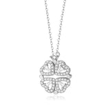 QINHONG Summer Trendy Magnetic 925 Sterling Silver Zircon Heart Four-leaf Clover Pendant Necklace Women Fine Jewelry Party Gift