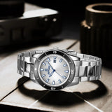 REWARD Business Mens Watches Silver Stainless Japan Movement Fashion Quartz Wrist Watch for Men Waterproof Luminous with Date