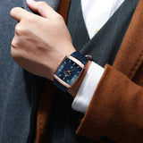 REWARD Square Watch for Men Fashion Business Wrist Watches with SEIKO Movement Date Waterproof Mens Watches Gold Black Blue