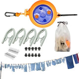 Retractable Clothes Line Outdoors 10m Portable Washing Drying Wind Anti-Skid Line With 20pcs Clothespins Outdoor Favors