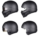 Retro Capacete Detachable For Motorcycle Bike Quick Release ABS Open Helmet Full Face Matt Black Modular Classic Professional