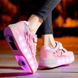 Roller Skate Shoes Boys Girls Kids Gift 2 Wheels Sneakers Fashion Sports Casual Children Women Lighted Led Flashing Brand Boots