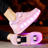 Roller Skate Shoes Boys Girls Kids Gift 2 Wheels Sneakers Fashion Sports Casual Children Women Lighted Led Flashing Brand Boots