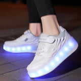 Roller Skate Shoes Boys Girls Kids Gift 2 Wheels Sneakers Fashion Sports Casual Children Women Lighted Led Flashing Brand Boots