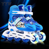 Roller Skates Adjustable Roller Inline Skates Shoes 4 Wheels Flashing Quad Skating Shoes Sneakers For Children Girls Outdoor Gym