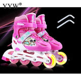 Roller Skates Adjustable Roller Inline Skates Shoes 4 Wheels Flashing Quad Skating Shoes Sneakers For Children Girls Outdoor Gym