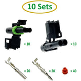 10 set Delphi 2.5mm Waterproof Electrical Wire Connectors 2 Pin Weather Pack GM Automotive Female Male Socket Plug 18-14 AWG