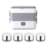 2.4L Double-layer Heated Lunch Box 220V Electric Heating Insulated Lunch Box 304 Stainless Steel Inner Pot Lunch Heater