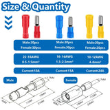 160pcs Bullet Wire connectors 22-16/16-14/12-10 AWG Insulated Male Female Bullet Connector kit Electrical Bullet Crimp Terminals