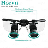4X 5X 6X Dentals Binoculars Magnifigers Surgicals Loupes with Light 5W Blub Wire Headlight Headlamp Lithiums Battery 300-600mm