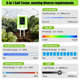 6-in-1 Soil PH Meter Fertility Temperature Humidity Light Tester 90° Rotatable LCD Backlight Soil Hygrometer for Garden Plant