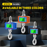 1000KG Industrial Crane Scale Large LCD Auto Lock Steel Hook Heavy Weight Blance Remote Control 2T Digital Hanging Scales