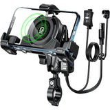 Motorcycle Phone Mount with 15W Wireless Charger & USB C 36W Fast Charging Port, Motorbike Mobile Stand for 5.4-7.2" Phone