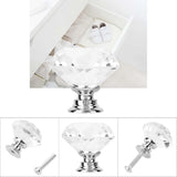 1PC 30mm Diamond Shape Crystal Glass Pull Handle Cabinet Furniture Handle Knob Screw Hardware Accessories(Transparet)