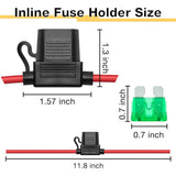 2Pcs Waterproof Standard Inline Fuse Holder 10/12/14/16/18  AWG Wire ATM Blade Fuse 10A 15A 20A 30A 40A for Boat RV  Truck
