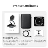 Qi2 Ultra-thin Metal 3-in-1 Foldable Magnetic Wireless Charging Station for IPhone 16 Pro, Watch Ultra 2, AirPods Pro Charger