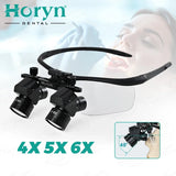 4X 5X 6X Binocular Magnifiger Surgical Loupes with Light 5W Blub Wire Headlight Headlamp Lithium Battery 300-600mm